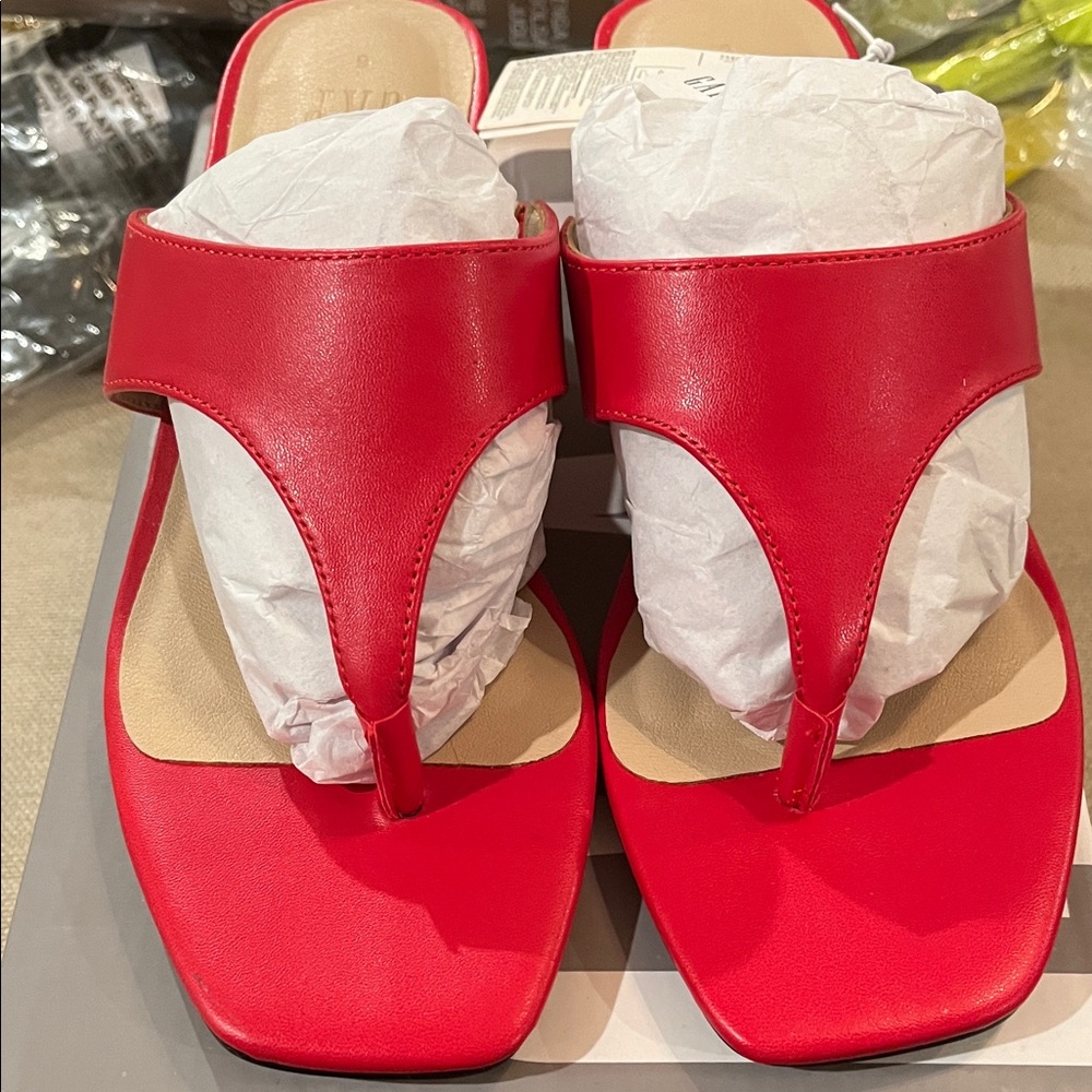 GAP Tomato Red Block Heel Sandals/NIB/6 - Picture 5 of 12
